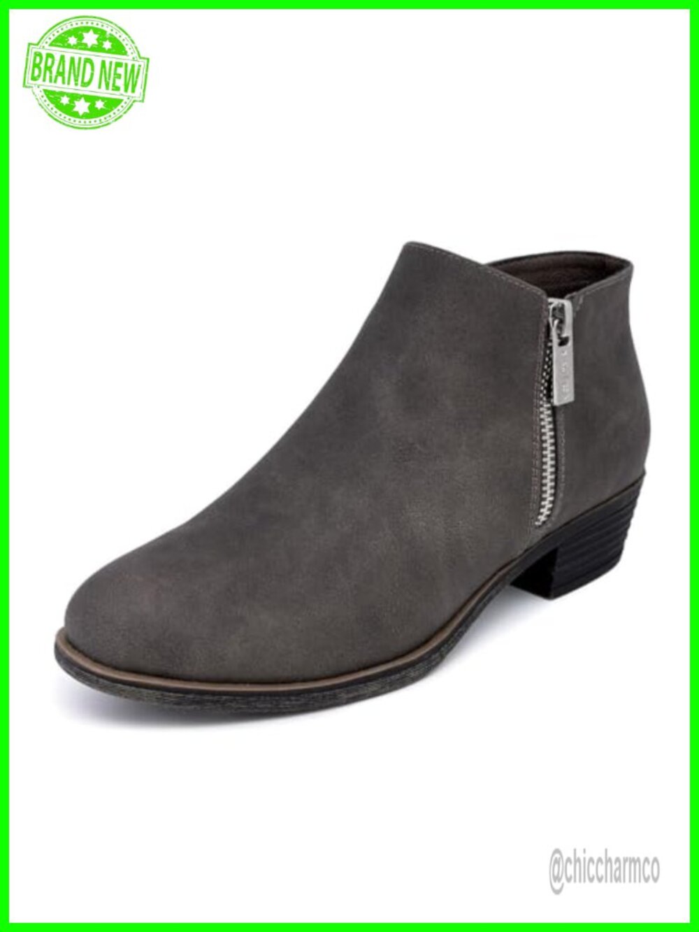 Nautica Women's Ankle Boot with Side Zipper Vegan Leather Heeled Bootie